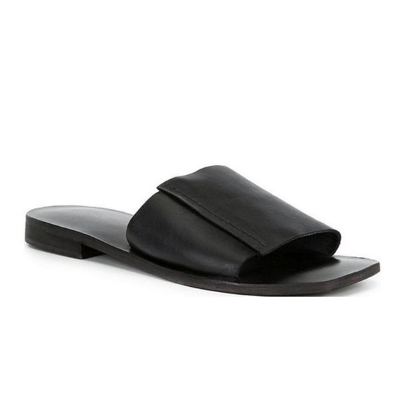 Free People Verona Slide Sandals Black Suede Leather Topstitch Detail Size 38.5 - Picture 5 of 12